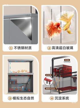 老渔匠鱼缸客厅超白玻璃大型鱼50225缸滤柜家用办公室底带龙子一