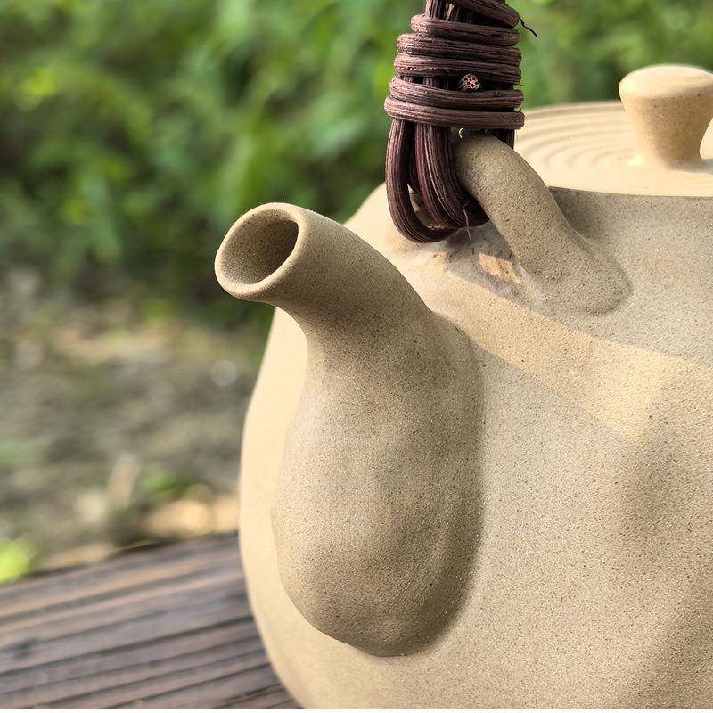 白泥陶壶耐热烧壶茶手工313-1提梁煮茶壶麦饭石电陶炉茶具藤中式