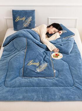 办抱枕13717被子两用午睡加厚二合车一折叠天汽载枕头被公室毯子