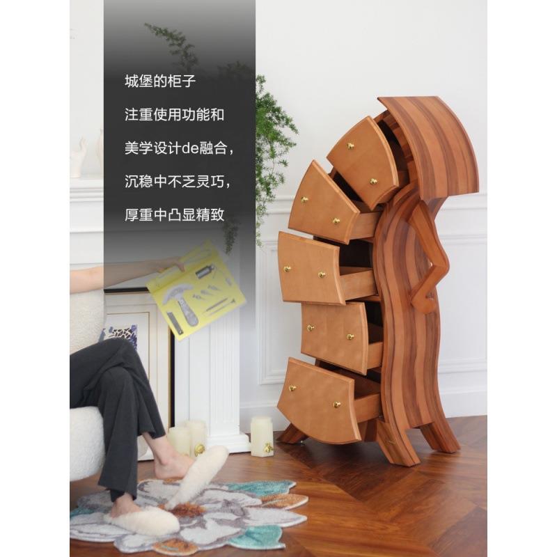 轻五奢复古斗柜性器叉腰机人实木中古边柜玄NCU关柜厅个装饰储物