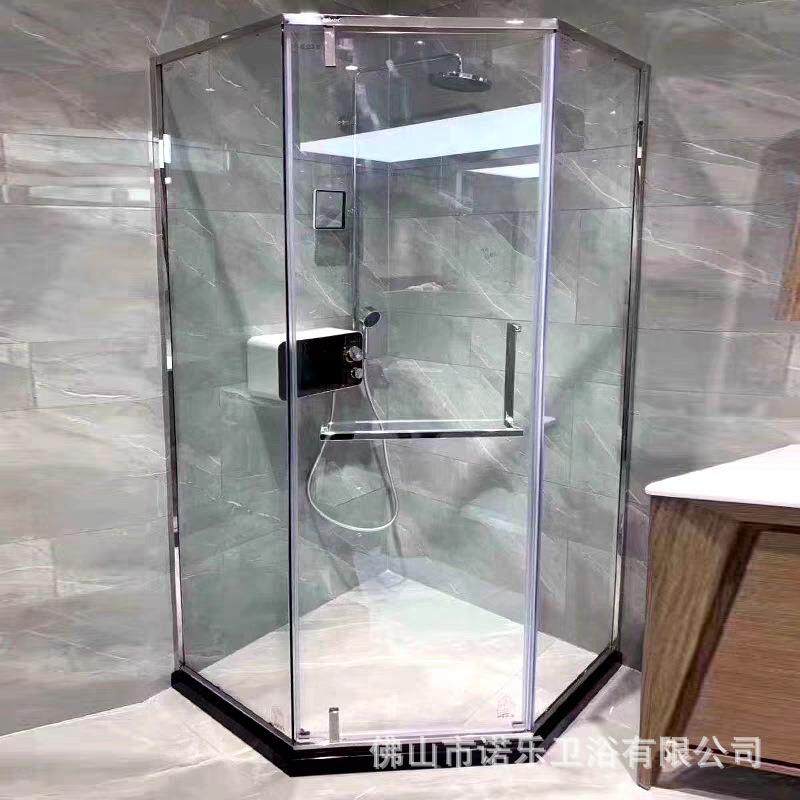 简易淋浴隔房一字型整体浴室716干湿离分钢双轨断道吊轮化玻璃批