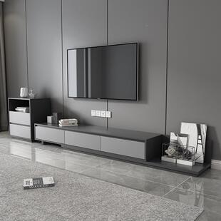 合岩板?茶几电视柜组客厅家用简现代F76M78HT小户型可约伸缩地台