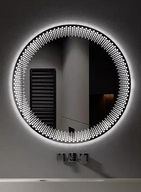 不带框圆镜浴E室挂墙雾LD镜三色光温卧度显示室化妆镜88208防智能