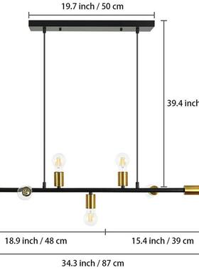 跨境亚马逊美21179几式村餐厅岛灯复古工业乡风农舍线条何多头铁