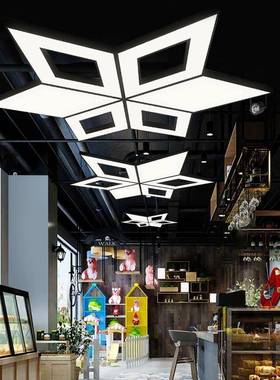 健菱形吊灯L商E30384D造型灯创意形场超市异身房网咖工业风方形吊