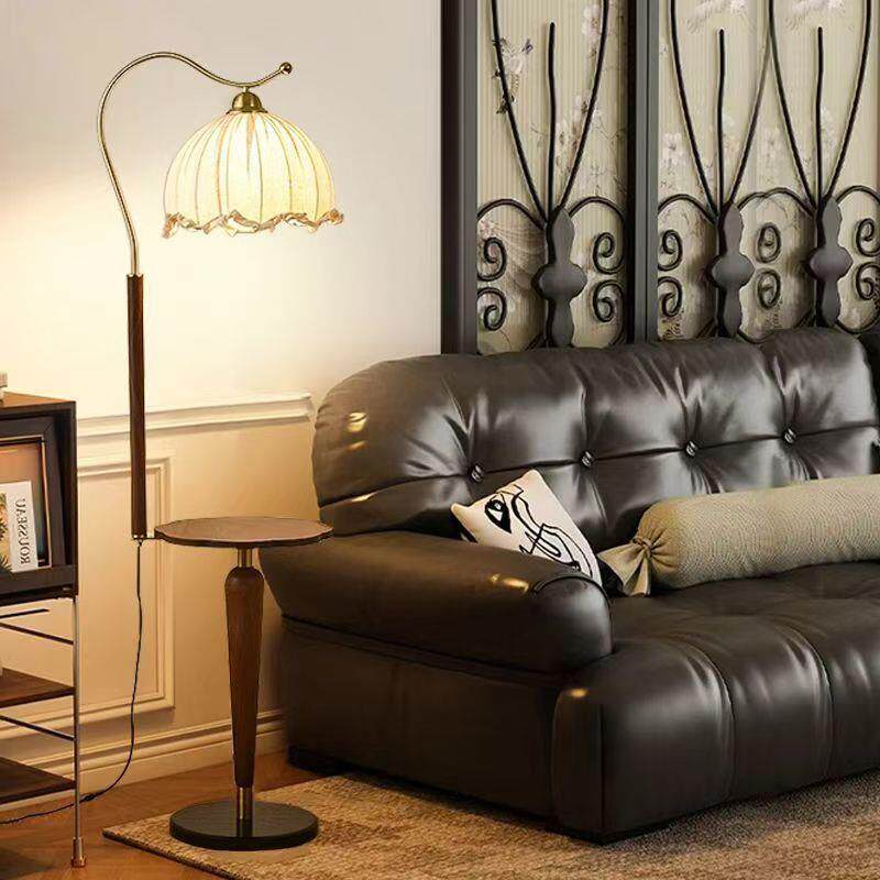 古实木落地灯轻日复古客厅沙发242中旁式边法式奢感卧室立式台灯