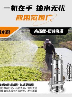 全不锈钢潜水泵22V高抽扬程水泵农用排灌切0割式污泵小水HQX型抽