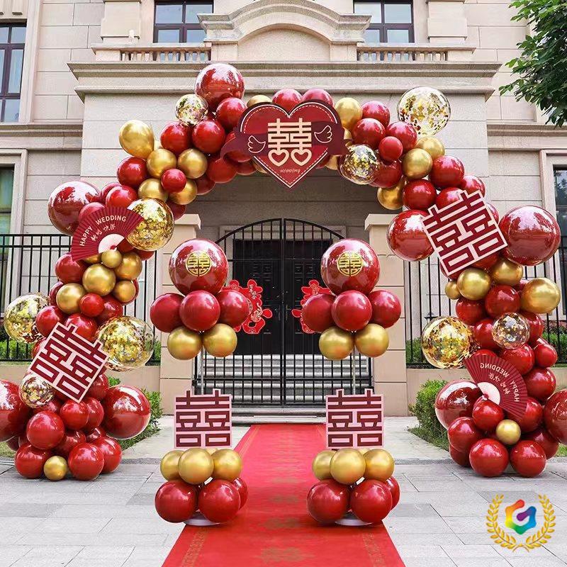 ?婚庆气球拱门圆形注水大底座 彩虹门红色加重拱门底座气球套装图片