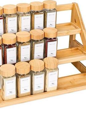 竹多层调架储架厨房桌面香料整物理架阶料梯GQZ式木制玻璃罐制展
