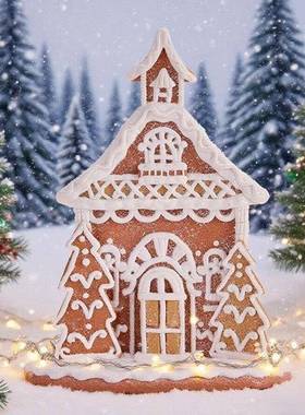 零售诞房装饰品创31065意新款圣诞雪屋节软陶泥圣诞子装饰品摆圣