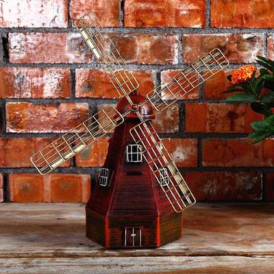 欧式陈创意皮风车模型摆铁件复工艺装饰HVK品橱窗摄影古列