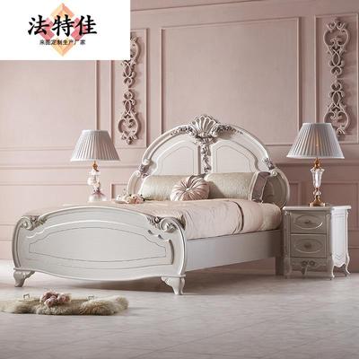 宫室廷法家具欧式别墅式卧实木雕花68838公主女孩单白人色床