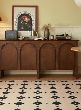 法式8782中古风拱形实木玄餐边门柜复古靠茶墙水柜关储物斗柜客厅