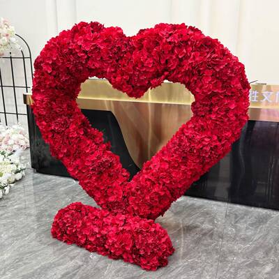 仿2*2米展红色心形花艺窗求婚仪式布置婚礼装饰真1花厅橱摆件