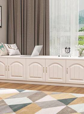 实木飘窗可柜可坐储物柜落榻地矮柜组合63901订阳台柜卧室榻窗米