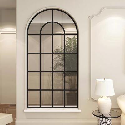 法式油风关玻22393璃隔断客厅入户半圆拱形屏挡风铁艺窗户玄遮奶