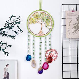 热销天然水晶碎石铜丝绕线生命树摇钱树玛瑙片风铃挂件