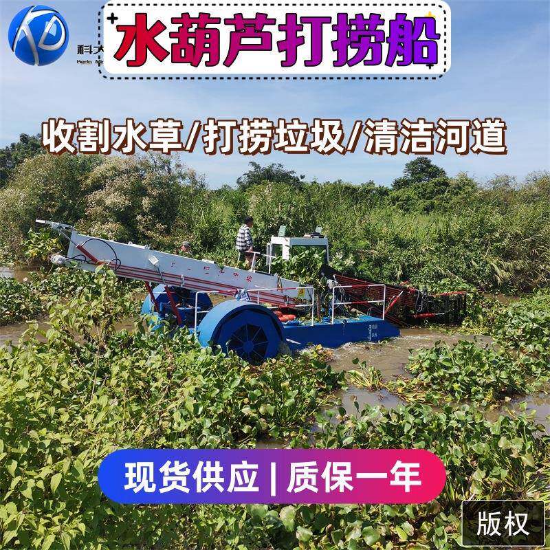 浙江公园人工湖水草打捞船水浮莲浮萍水葫芦收割船全自动保洁船