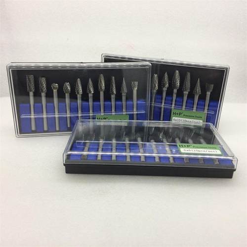 20H+P钨钢磨头套装6柄异形10件混装硬质合金旋转锉除锈去焊缝磨头