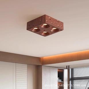 中古奶油风吸顶灯客厅筒灯无灯防眩台光斗胆桃灯胡木色399阳过道