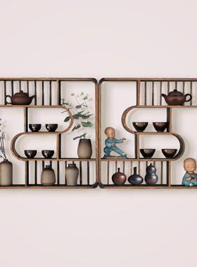 博古架中式实木茶架子物架示挂墙壁挂式置66790墙上多宝阁客厅展