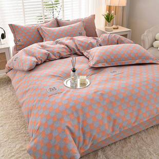 2加G高上档100纯CHE棉四件套全棉斜纹磨毛床用品床单被套厚双人Y