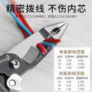 钢合工盾工级51多功LOC能电工剪线钳尖嘴钳电专用业剥线钳端子压