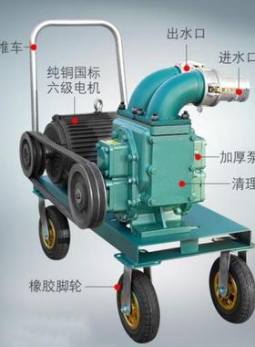 2寸3寸式JSN4寸电机粪抽泵养殖场清淤污水泵移动推车泥浆泵