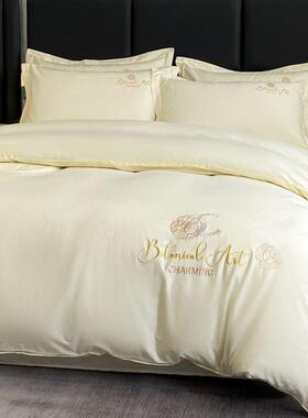 四类件套全棉套被罩轻FZEj8npM奢品刺绣床单被感床笠床上用4