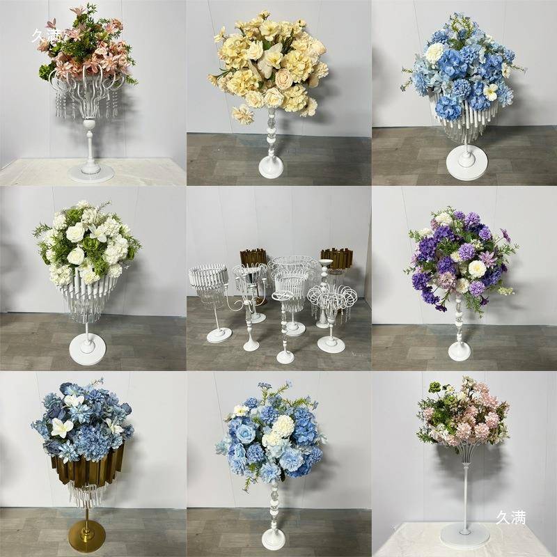 婚庆tlznyfg%新款欧式铁礼艺花器婚台堂桌摆花件舞路引派对装饰插