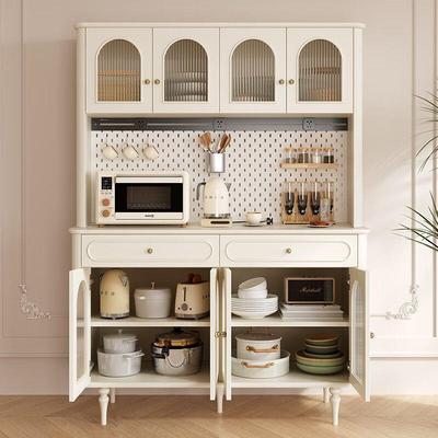 君创法式餐边风WOP柜体靠墙储物柜复古高款一玄一体关置物柜奶油