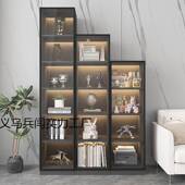 实木书柜带玻TRR璃门厅家用电视柜边展旁示柜网红体小酒柜客窄柜