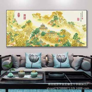 蓬十莱单仙境图字绣20名25新款01025线绣中国风景画大客厅卧室简