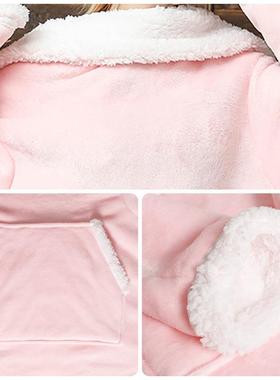 2000225年冬季粉色法兰电绒纯双层TV视毯休闲可穿戴加色厚沙发毯