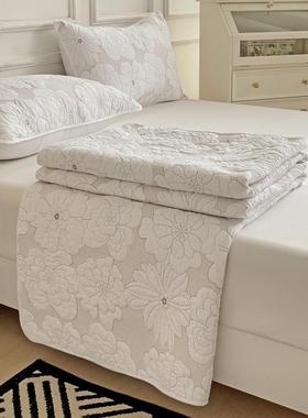 2FUyao202025新款棉床盖三件套纯炕棉夹棉床单绗全缝盖毯纯色刺绣