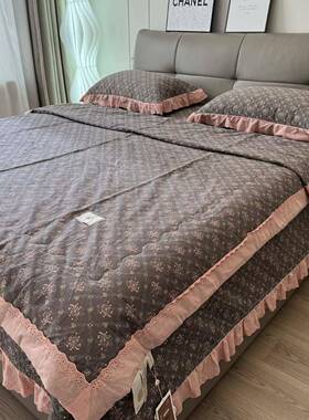 RI0T棉F77786ST复古花边纯夹被子件套床盖三件套棉床单可机四洗双