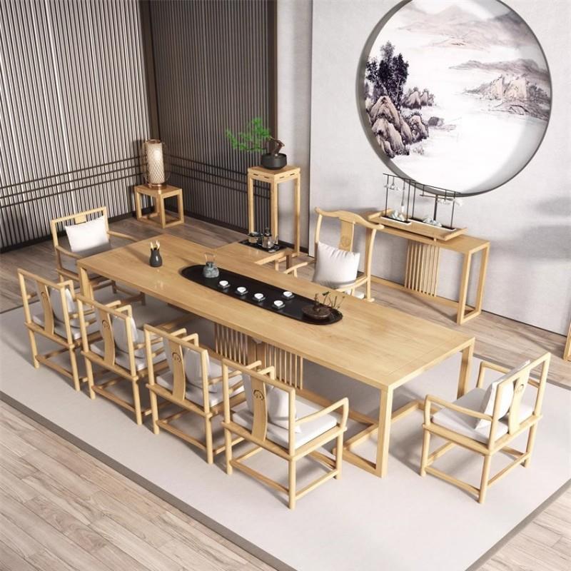 茶实木大板桌椅组RZR合新中式用木整板泡茶台办原公室家茶几套装