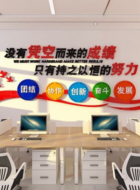 办公室装饰标语团队励志墙贴3d立体亚克力文字公司企业文化墙布置
