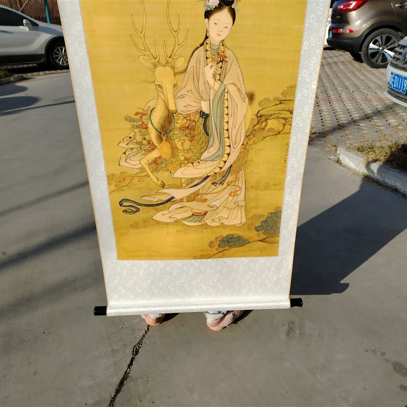 冷枚麻姑献寿图微喷打印明清工笔人物画临摹绢布画稿仕女画装饰画