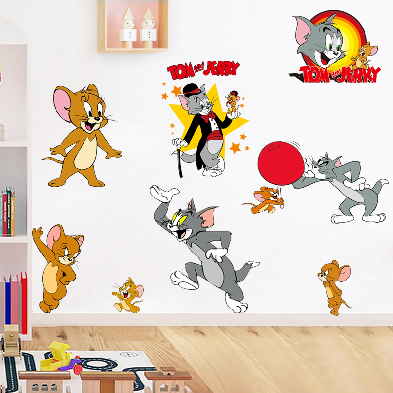猫和老鼠3d立体墙贴画卧室儿童房间布置创意客厅墙面装饰自粘贴纸