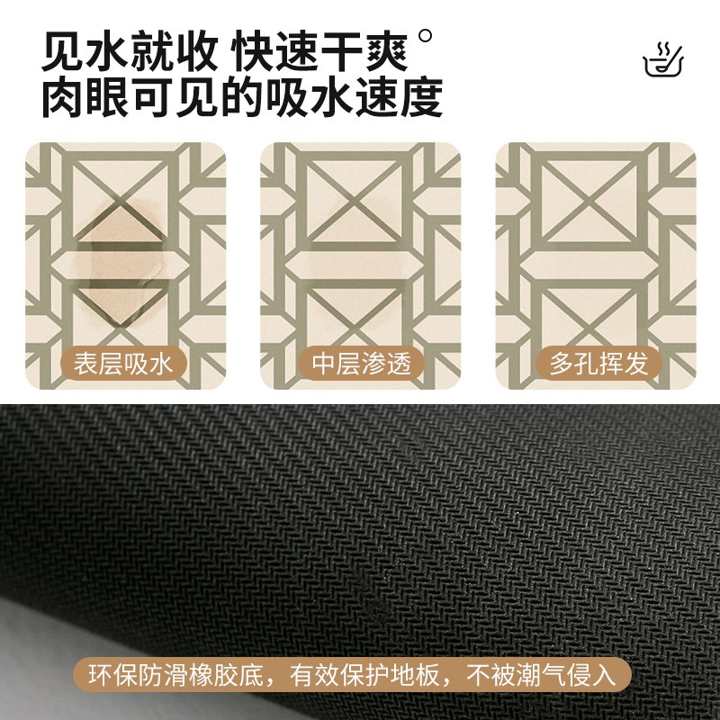 硅藻泥厨房专用地垫防滑防油吸水垫家用耐脏防水脚垫免洗可擦地毯