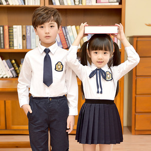 校服小学生班服男女童装春秋季学院风长袖白色衬衫幼儿园园服套装