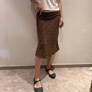 度假法式复古波点半身裙夏季多色百搭弹力碎花中裙可高腰低腰穿着