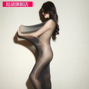 5D超薄油亮睡袋连体衣丝袜女马油黑丝袜镜面油光大码 无缝长筒