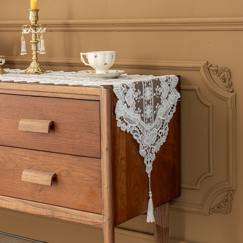 蕾丝桌旗美式餐桌旗长条桌布防尘鞋柜布盖巾欧式电视柜盖布茶几旗