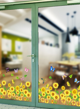 卫生间厕所防水窗户贴画餐厅饭店3D立体玻璃门贴装饰贴纸自粘创意