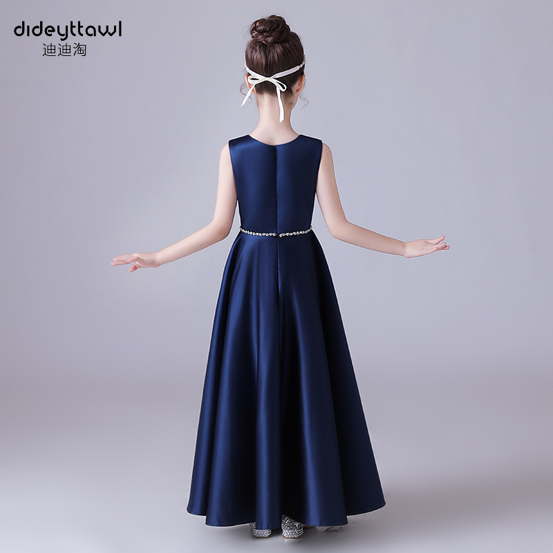 迪迪淘儿童高端礼服钢琴演出服女童主持人诗歌朗诵舞台表演服缎面