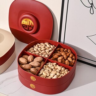 结婚糖果盒乔迁礼盒塑料双层客厅茶几干果盘零食收纳瓜子干果盒子