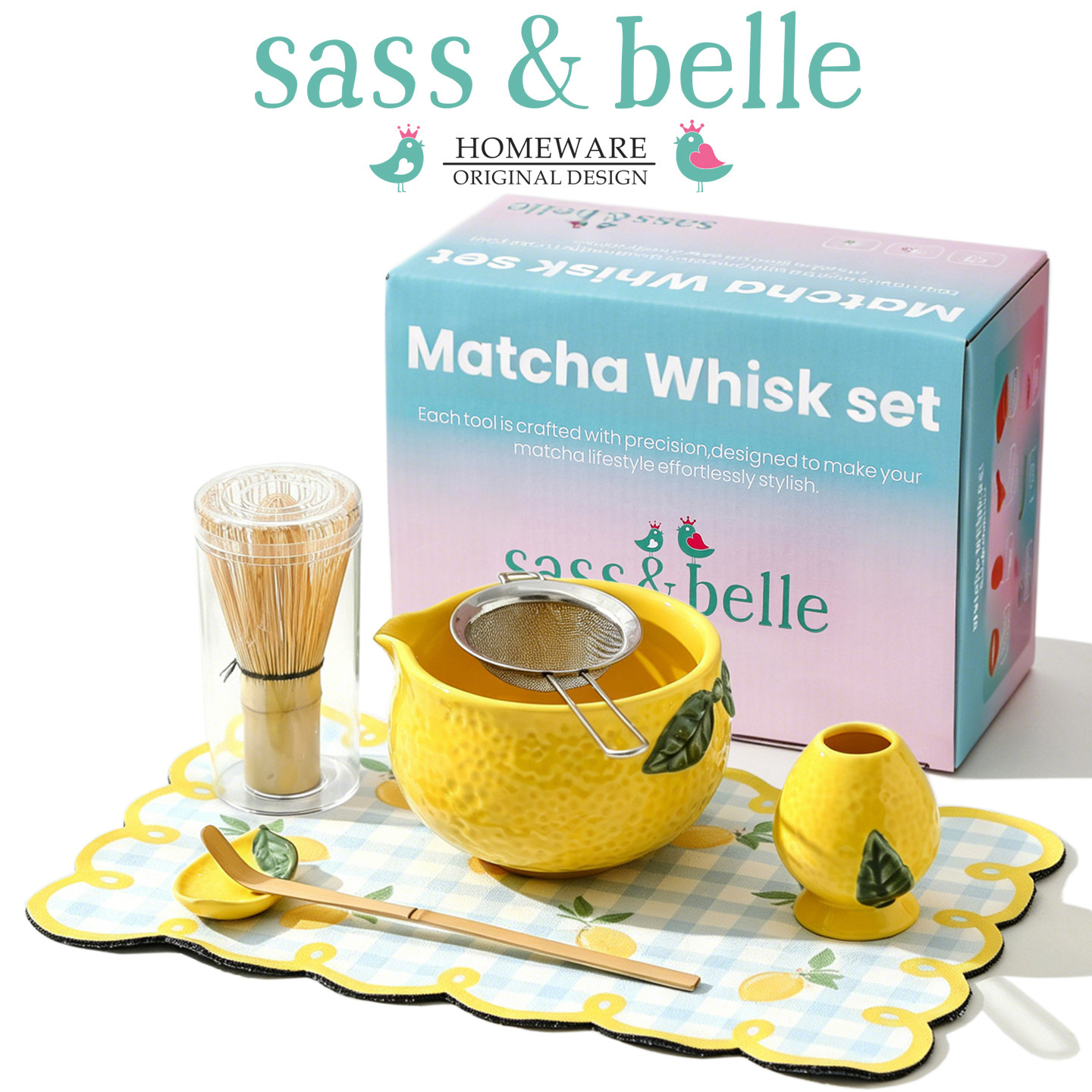 Sass&Belle原创英国抹茶工具套装陶瓷抹茶碗可爱柠檬点茶碗茶筅