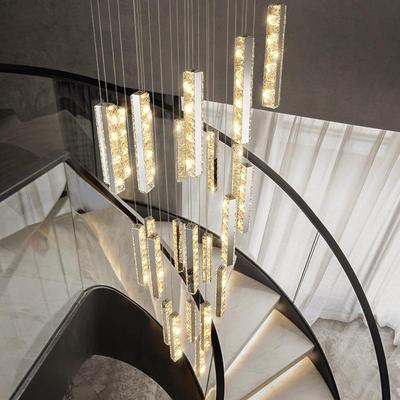 卡伯森客厅大吊灯复式楼别墅楼梯灯水晶长吊灯创意跃层楼轻奢吊灯